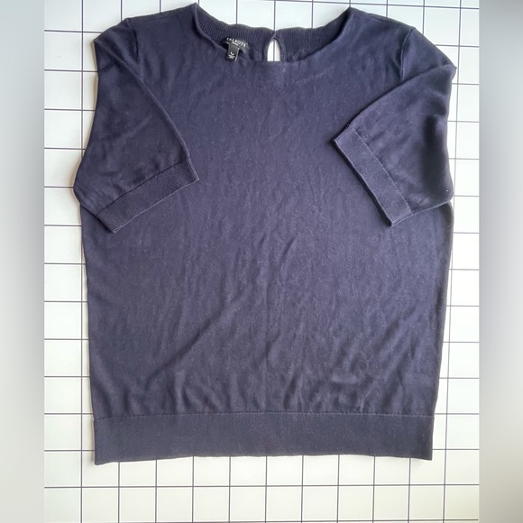 Talbots Petites navy short sleeve sweater tee- Large Petite - Picture 5 of 8